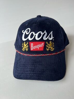 Coors Banquet Beer Hat Corduroy Roped Snapback Navy Blue Cap NWT